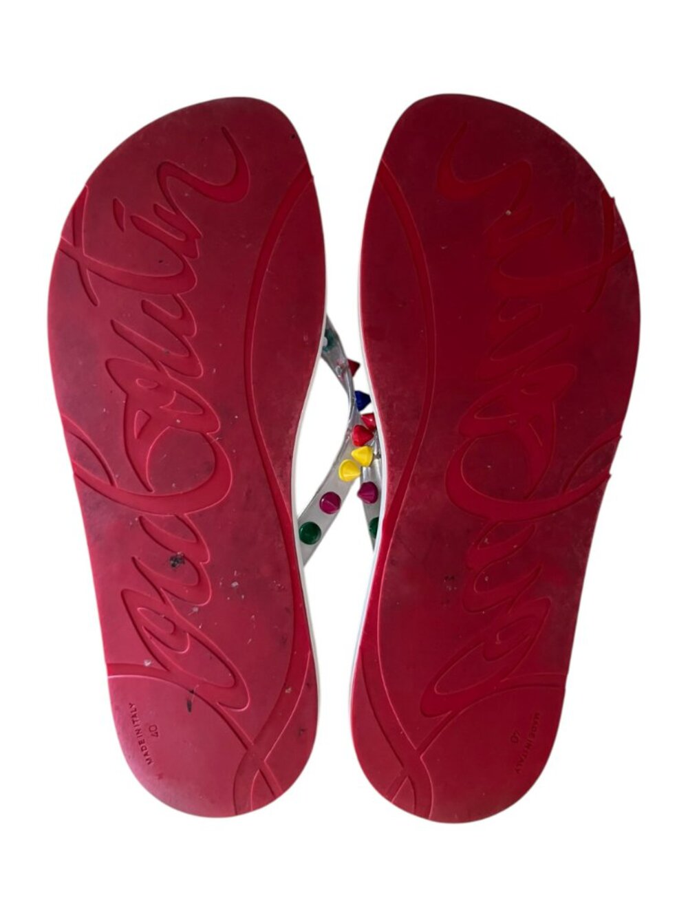 Christian Louboutin Loubi Spikes Transparent Multi Flip Flops Size EU 40 - Picture 3 of 3